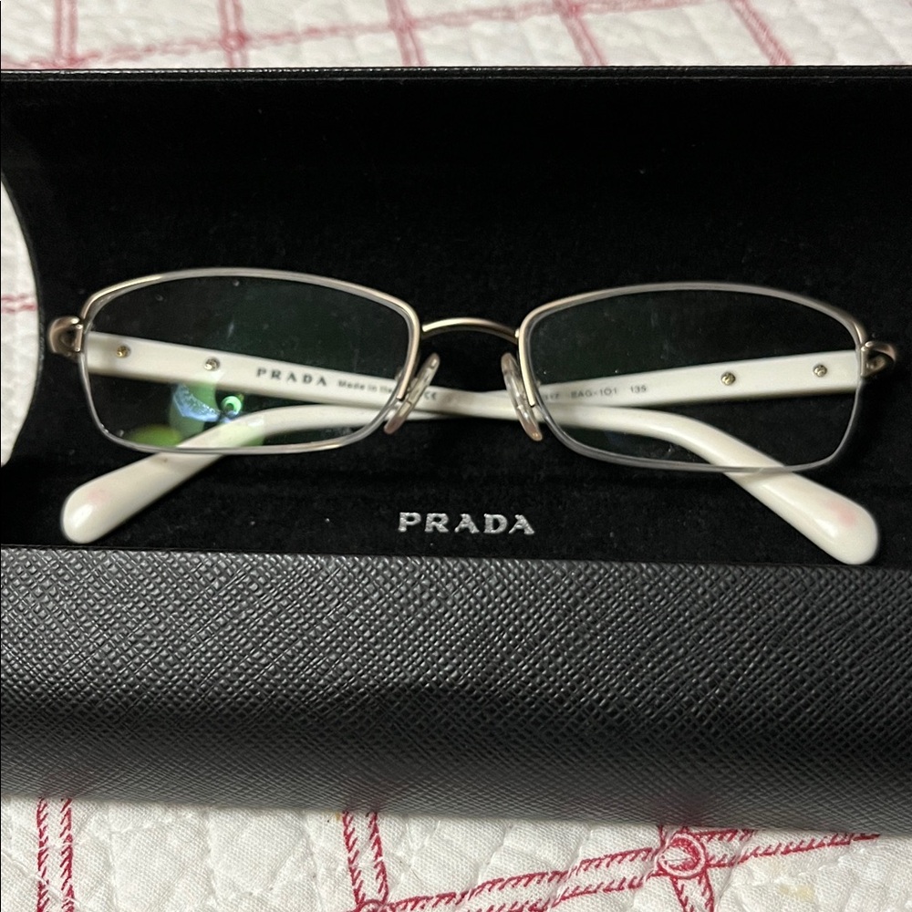 Prada Women's Rectangular Silver Gunmetal Frame E… - image 12